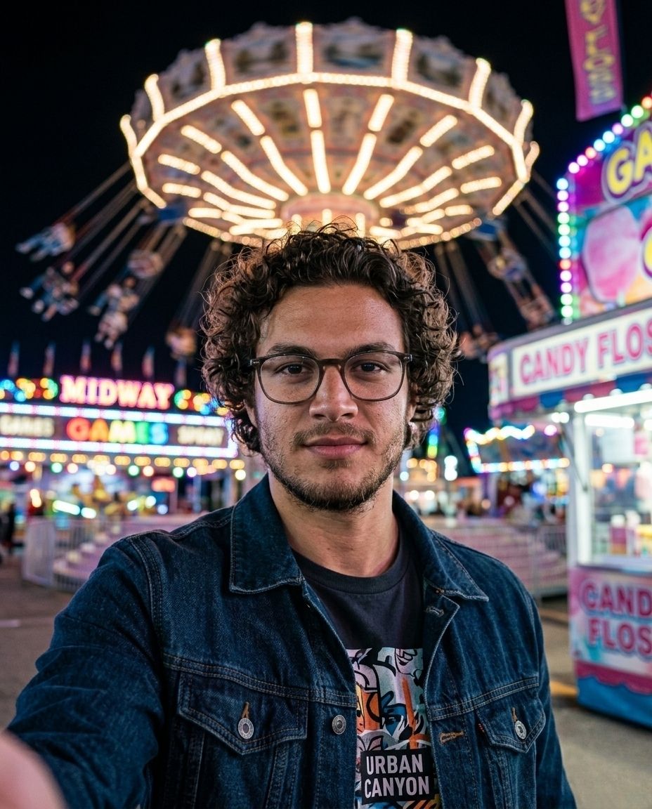 Neon Carnival Halo Portrait