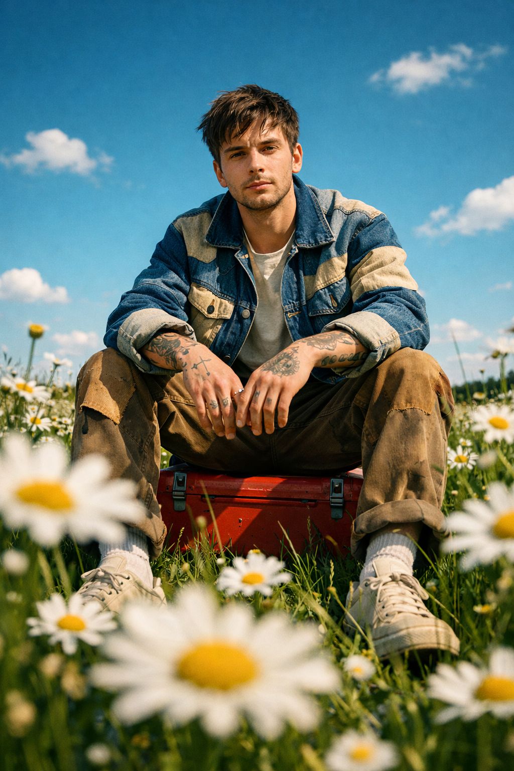 Denim Drifter in the Daisy Field