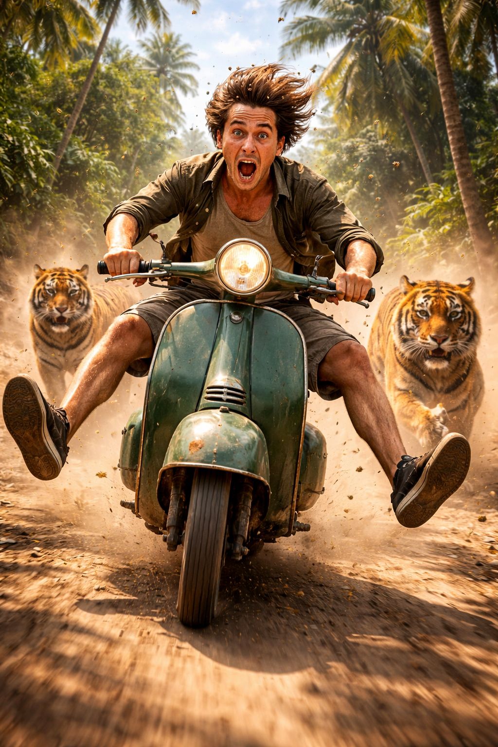Tiger Chase Scooter Panic Jungle Chaos