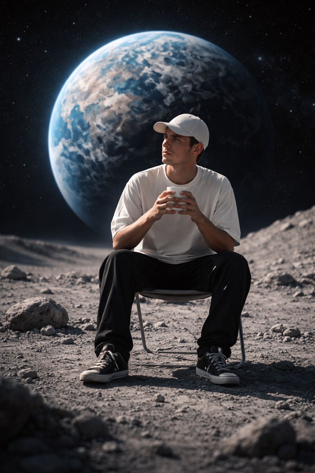 Moonlit Coffee Break with Earthrise