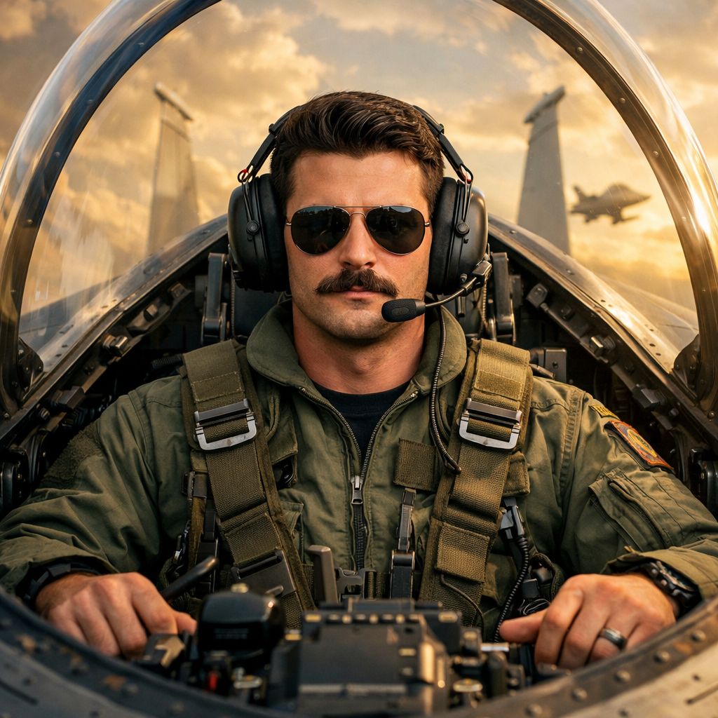 Golden Hour Fighter Pilot Portrait