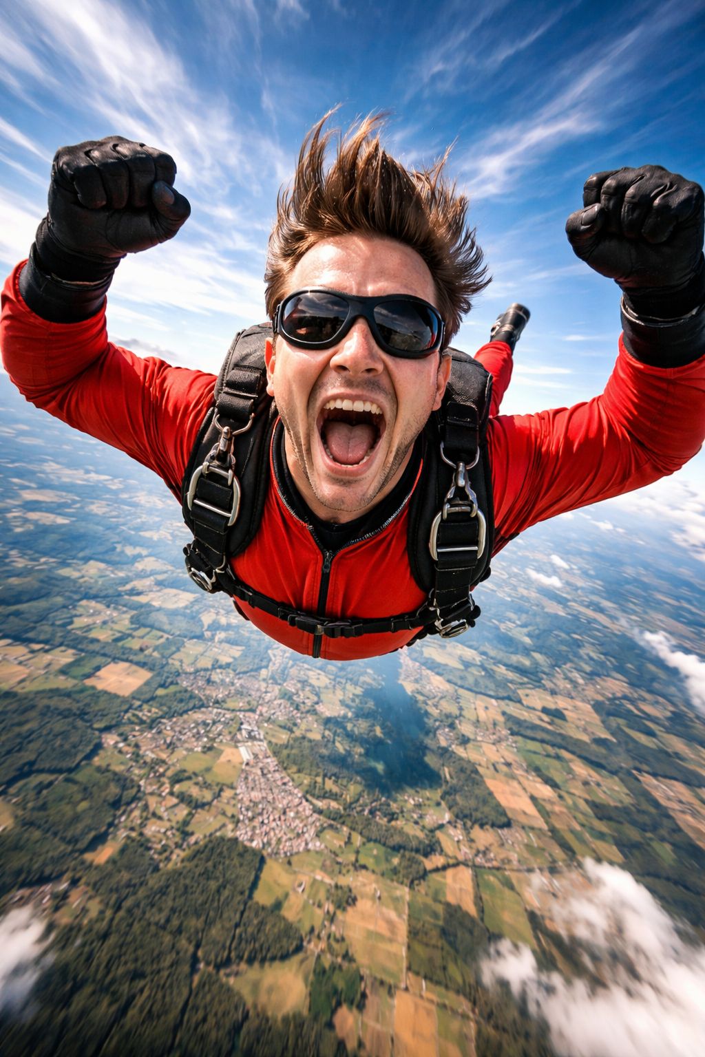 Adrenaline Freefall High Above the Clouds
