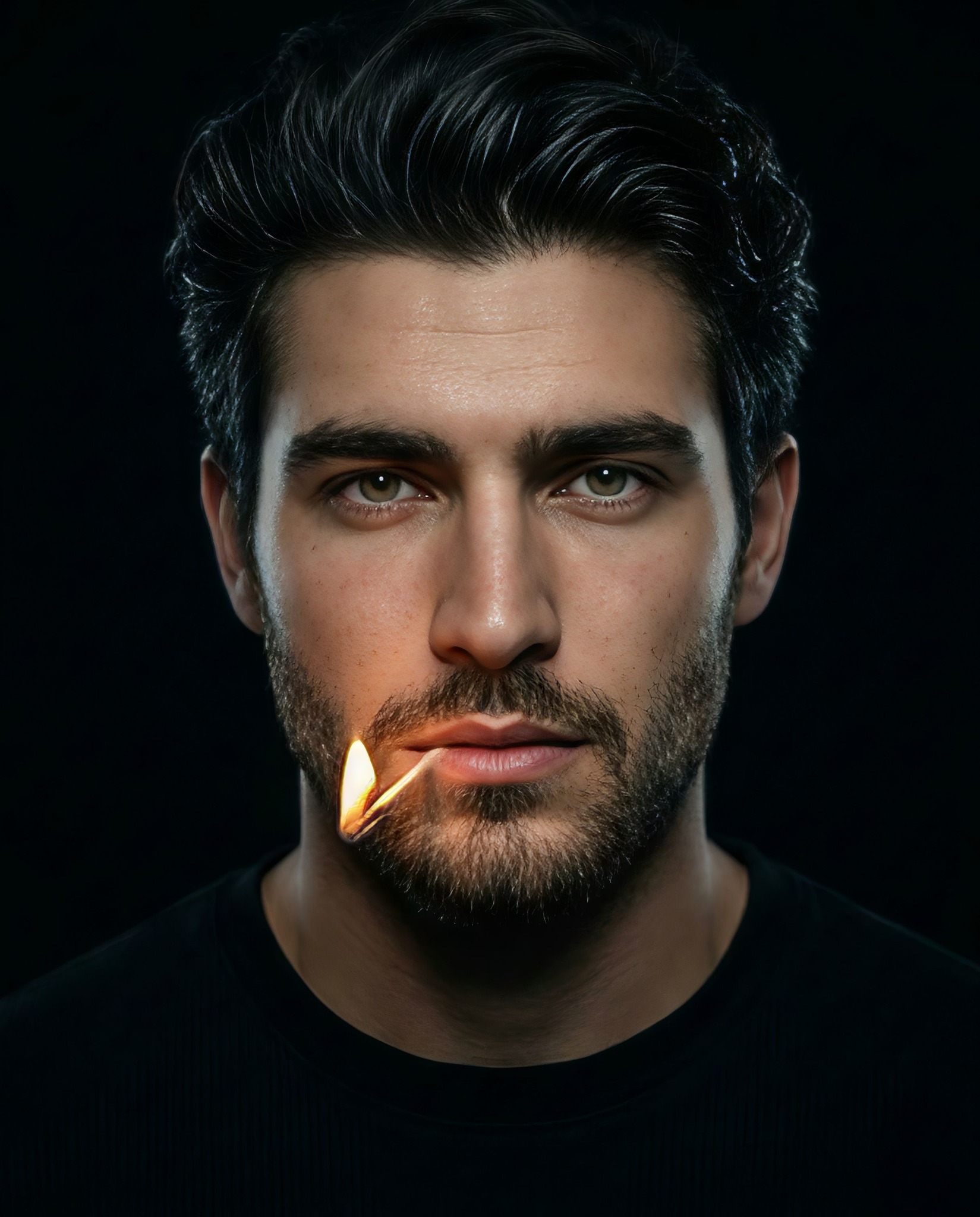 Cinematic Portrait of a Green-Eyed Man
