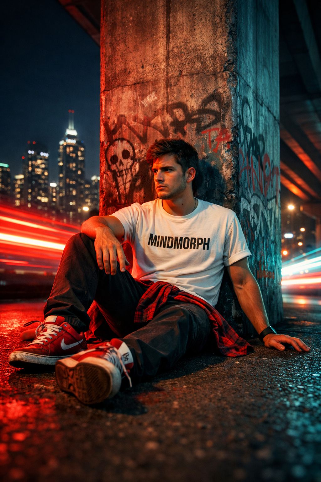 Urban Neon Rebel Under the Bridge
