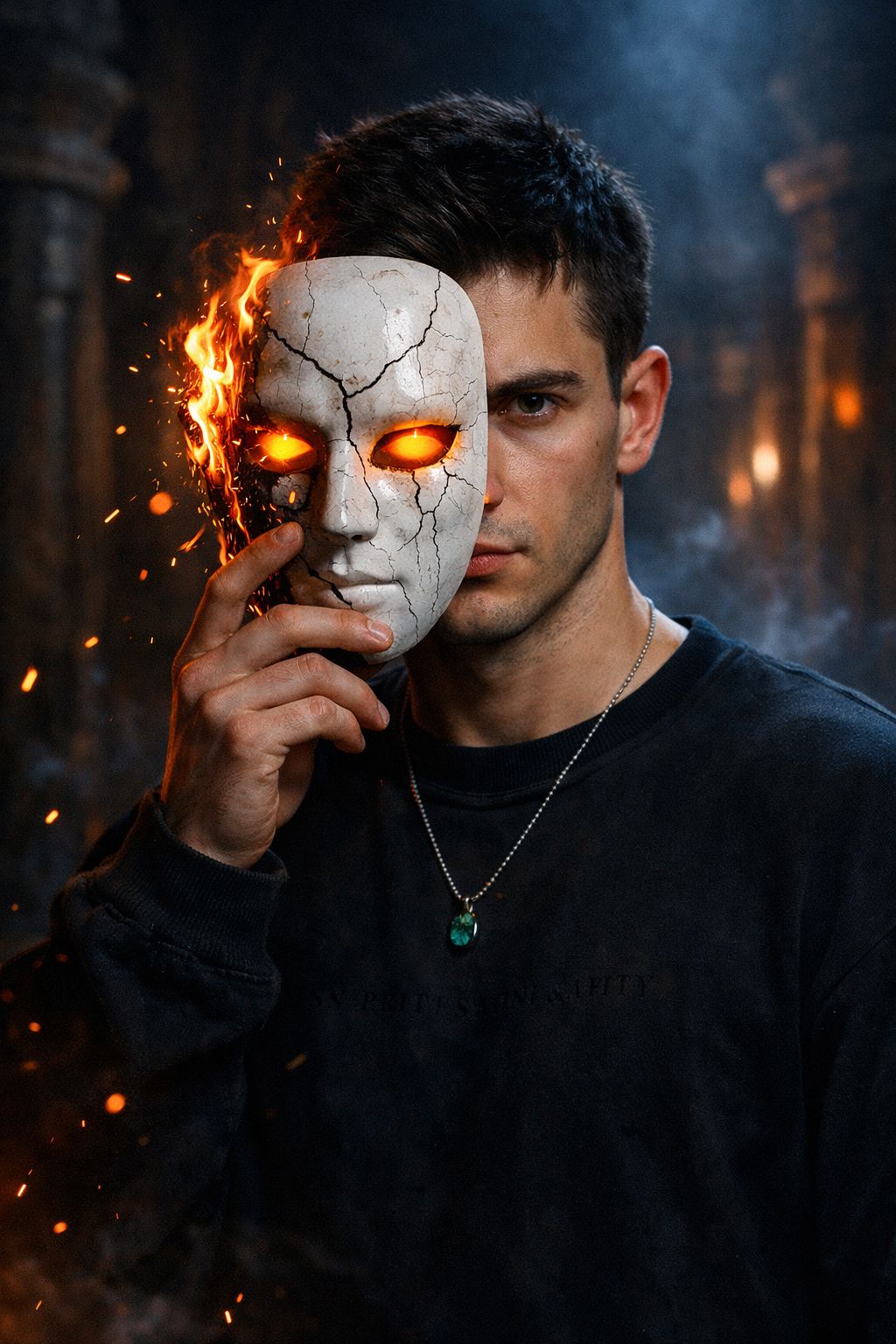 The Burning Mask Within the Temple
