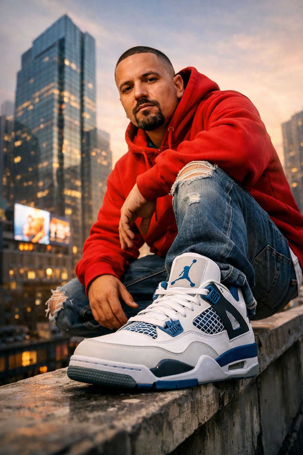 Urban Rooftop Sunset in Military Blue 4s
