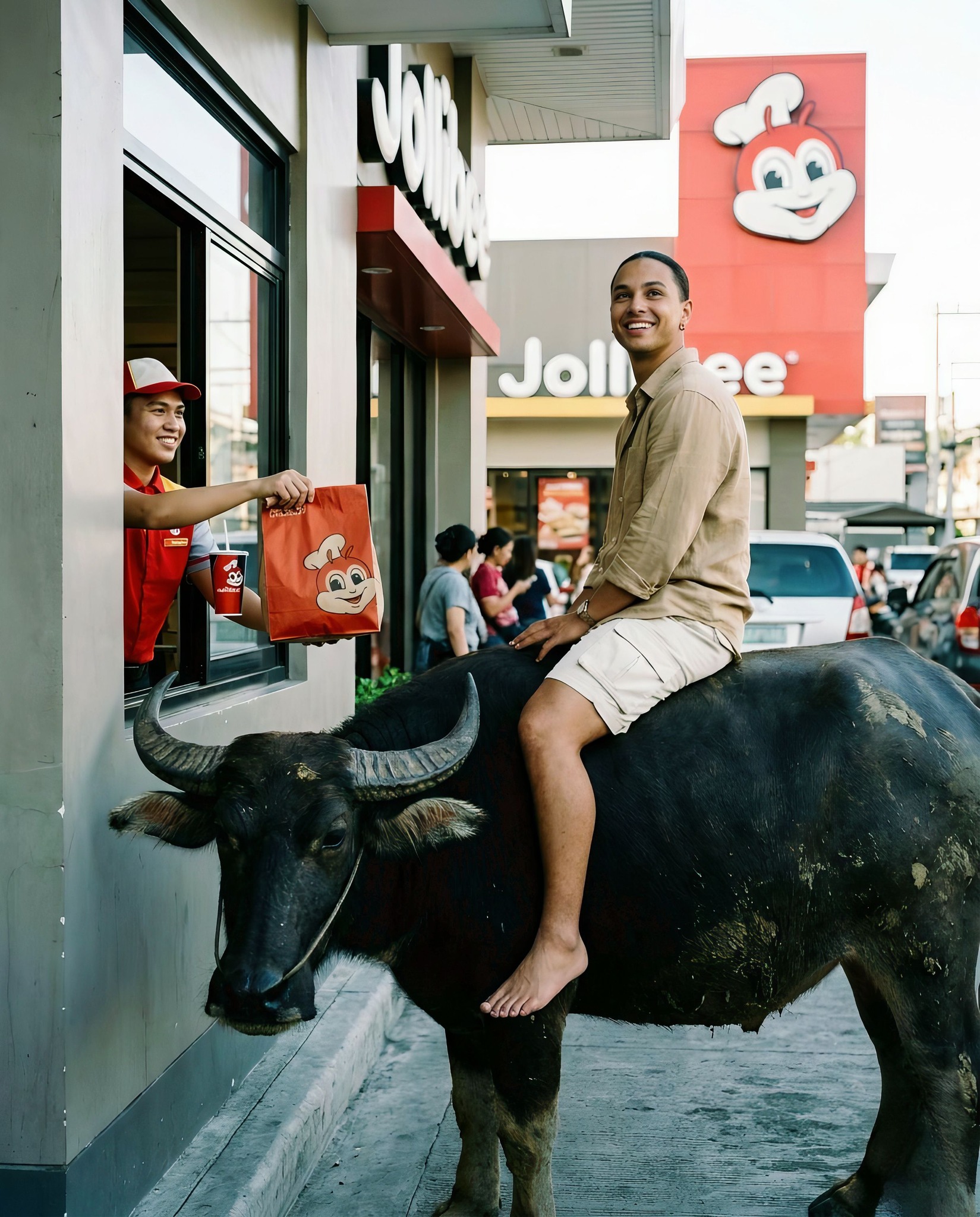 Carabao Ride Thru at Jollibee