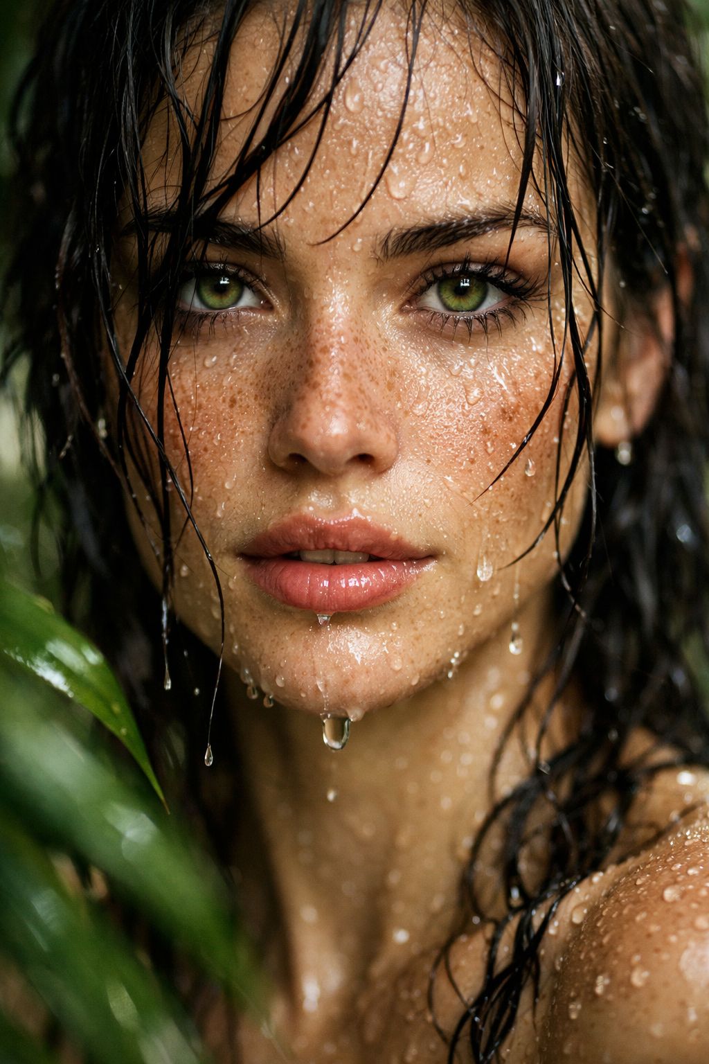 Emerald Gaze in the Tropical Rain