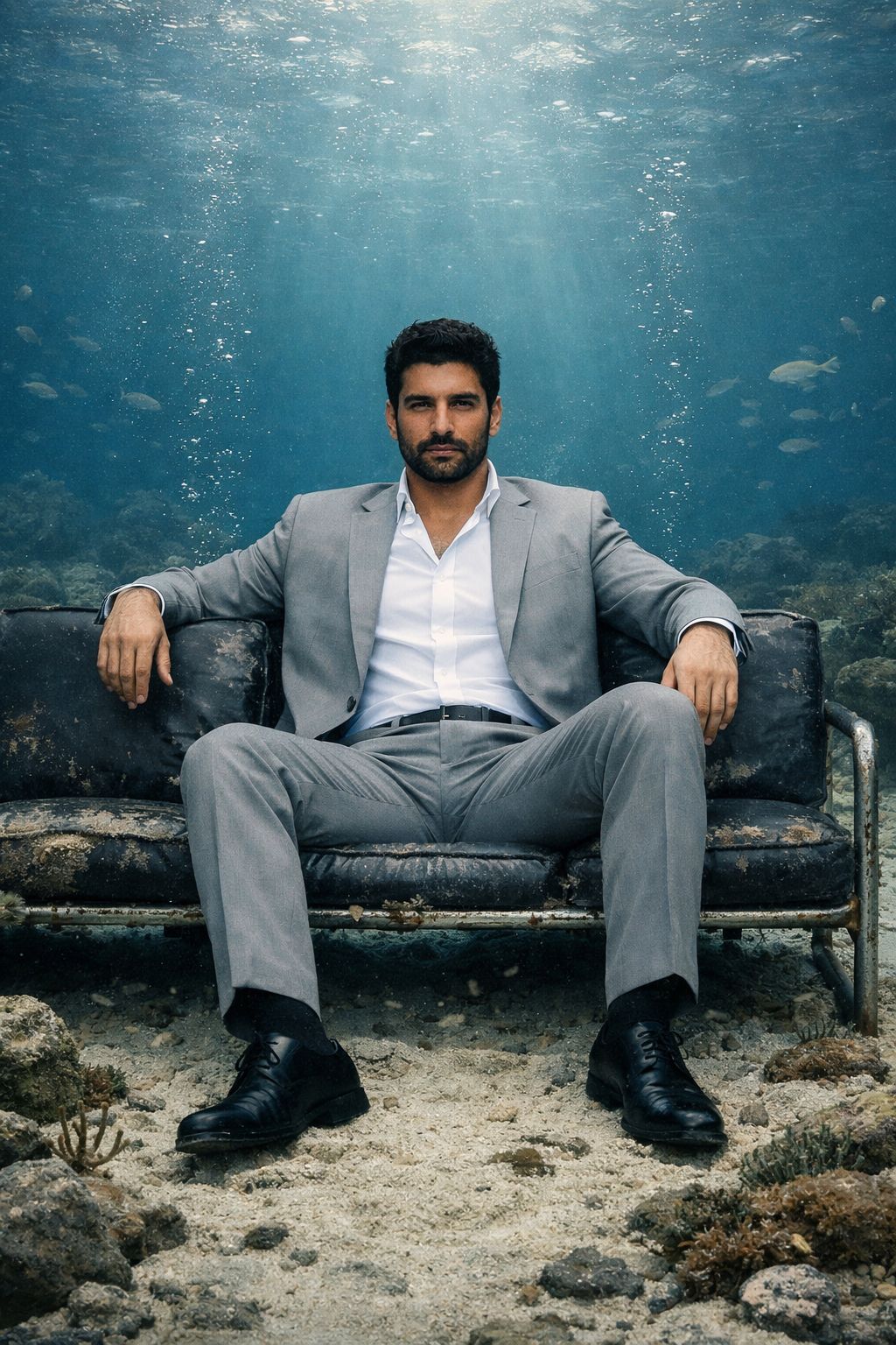 Submerged Elegance in a Tailored Suit