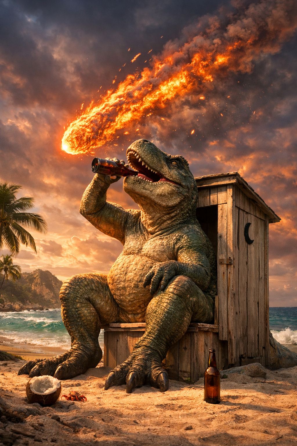 Rex's Last Drink at Sunset Meteor Outhouse