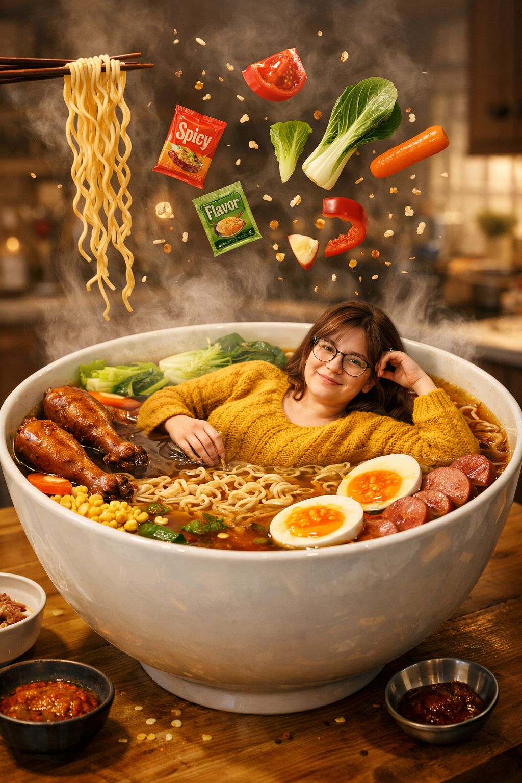 Cozy Ramen Bath Surrealism