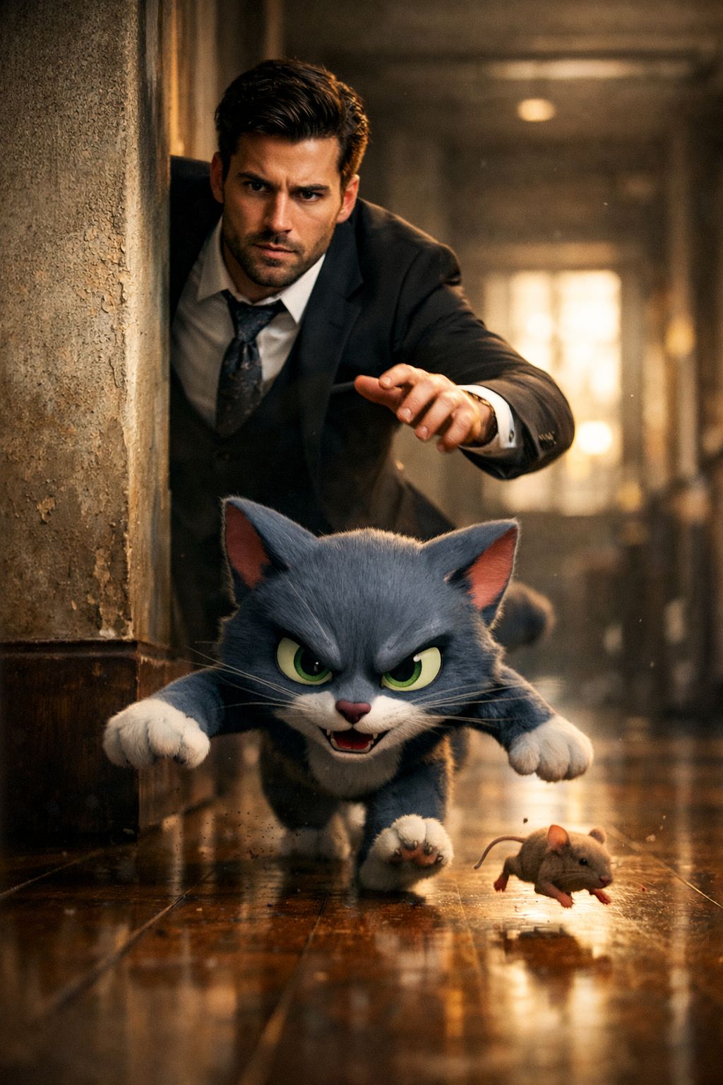 Modern Live Action Tom and Jerry Chase