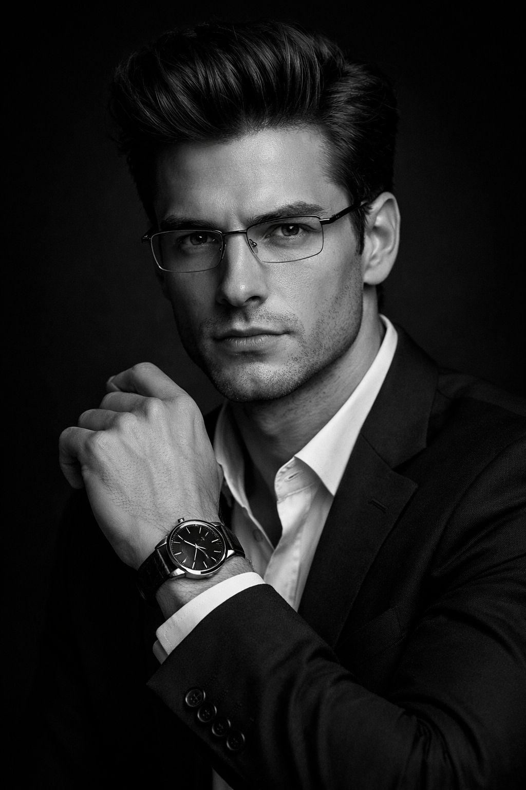 Sharp Focus Monochrome Suit Portrait