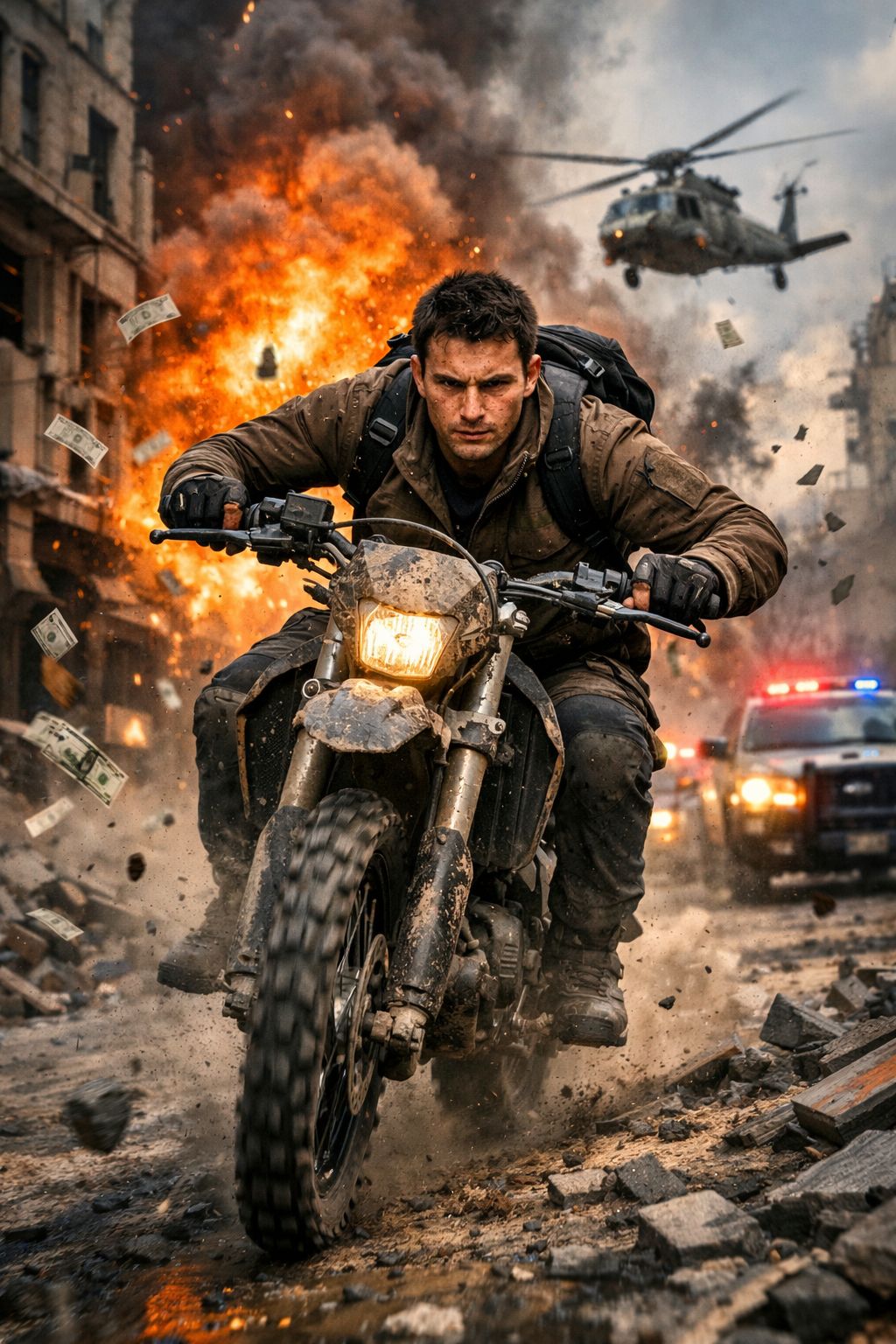 Explosive Urban Escape on Two Wheels