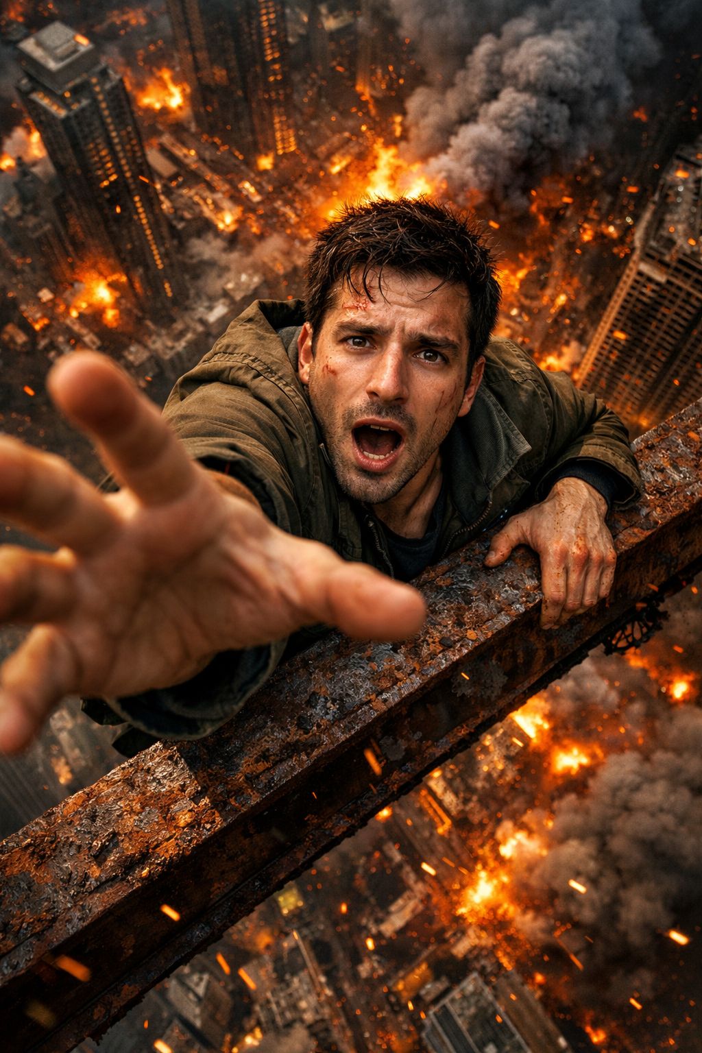 Desperate Reach Over the Burning City