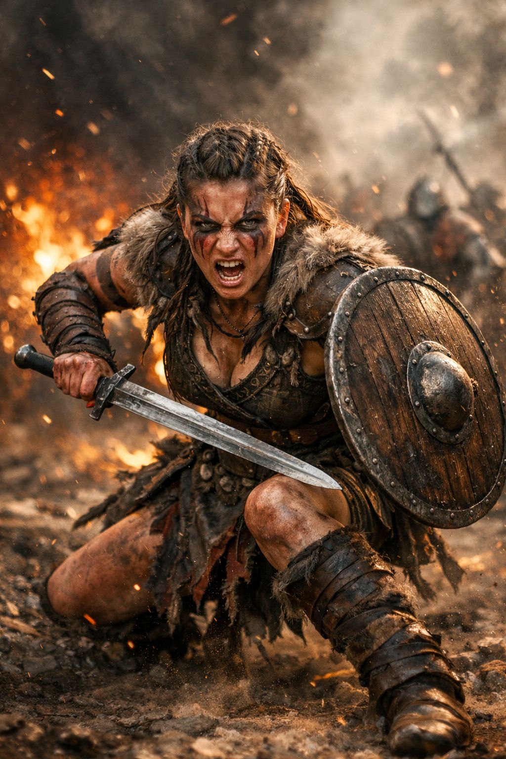 Viking Fury on the Burning Battlefield