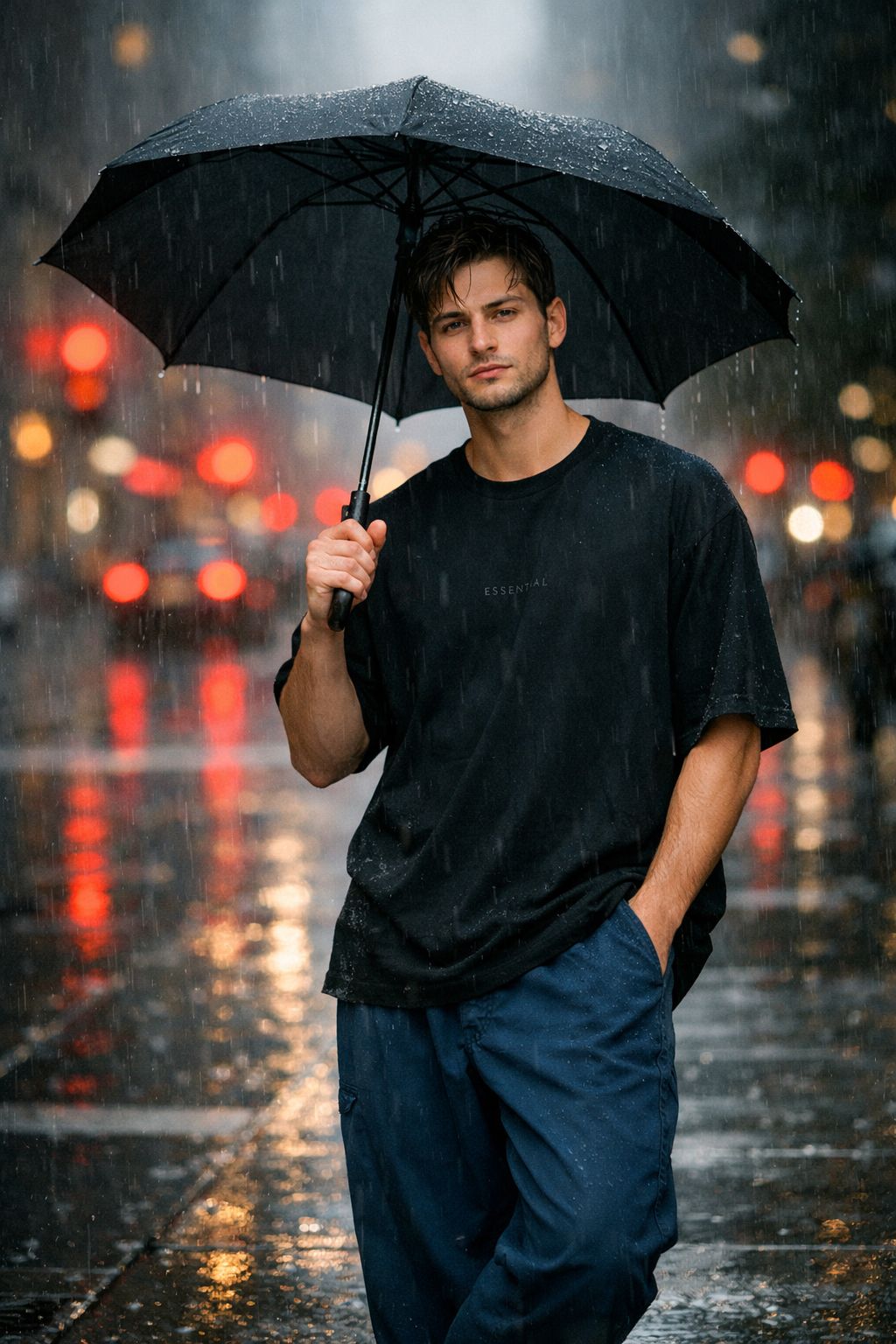 Urban Solitude in the Rain