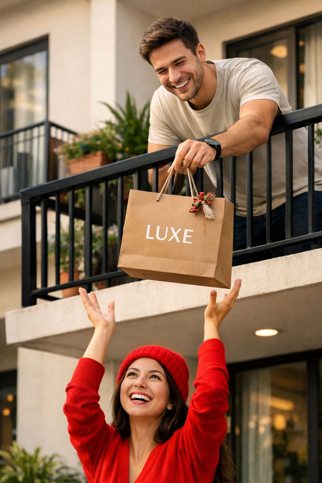 Urban Balcony Delivery Surprise