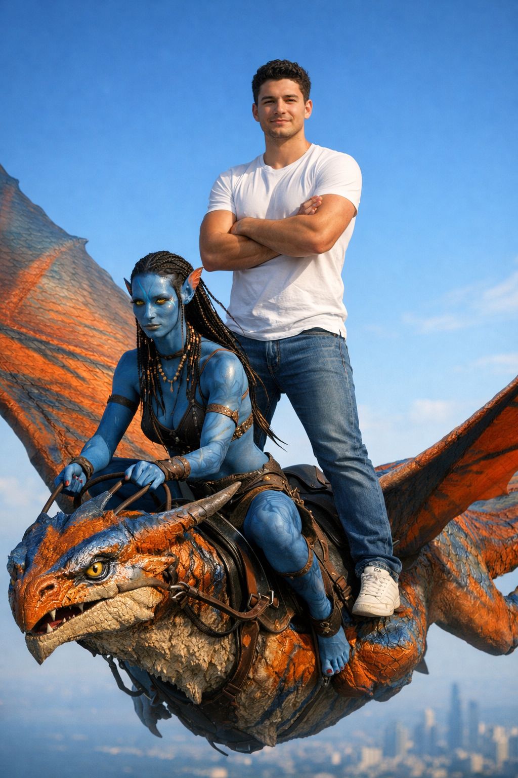 Skyward Bond: The Dragon Rider and Friend