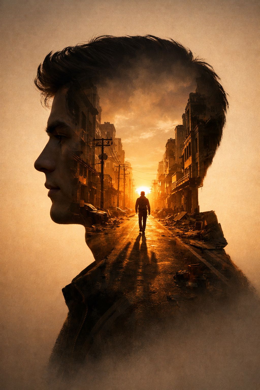 Urban Horizon Double Exposure Portrait