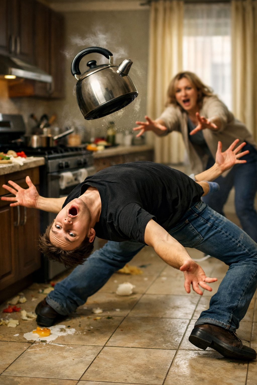 Domestic Chaos: The Mid-Air Kettle Incident