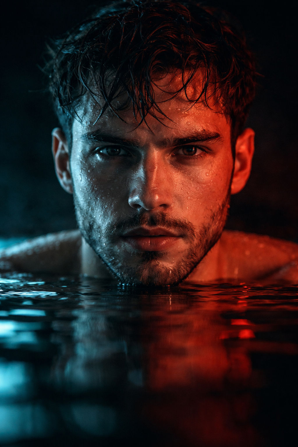 Crimson and Teal Submerged Gaze