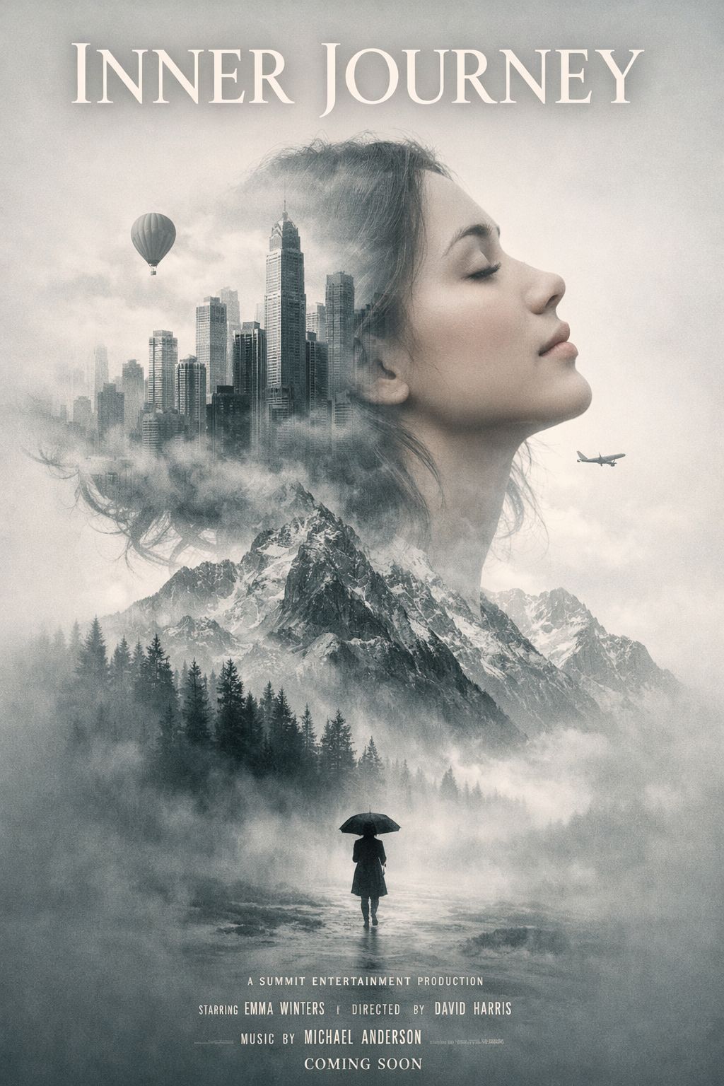 Urban Solitude: A Double Exposure Dream