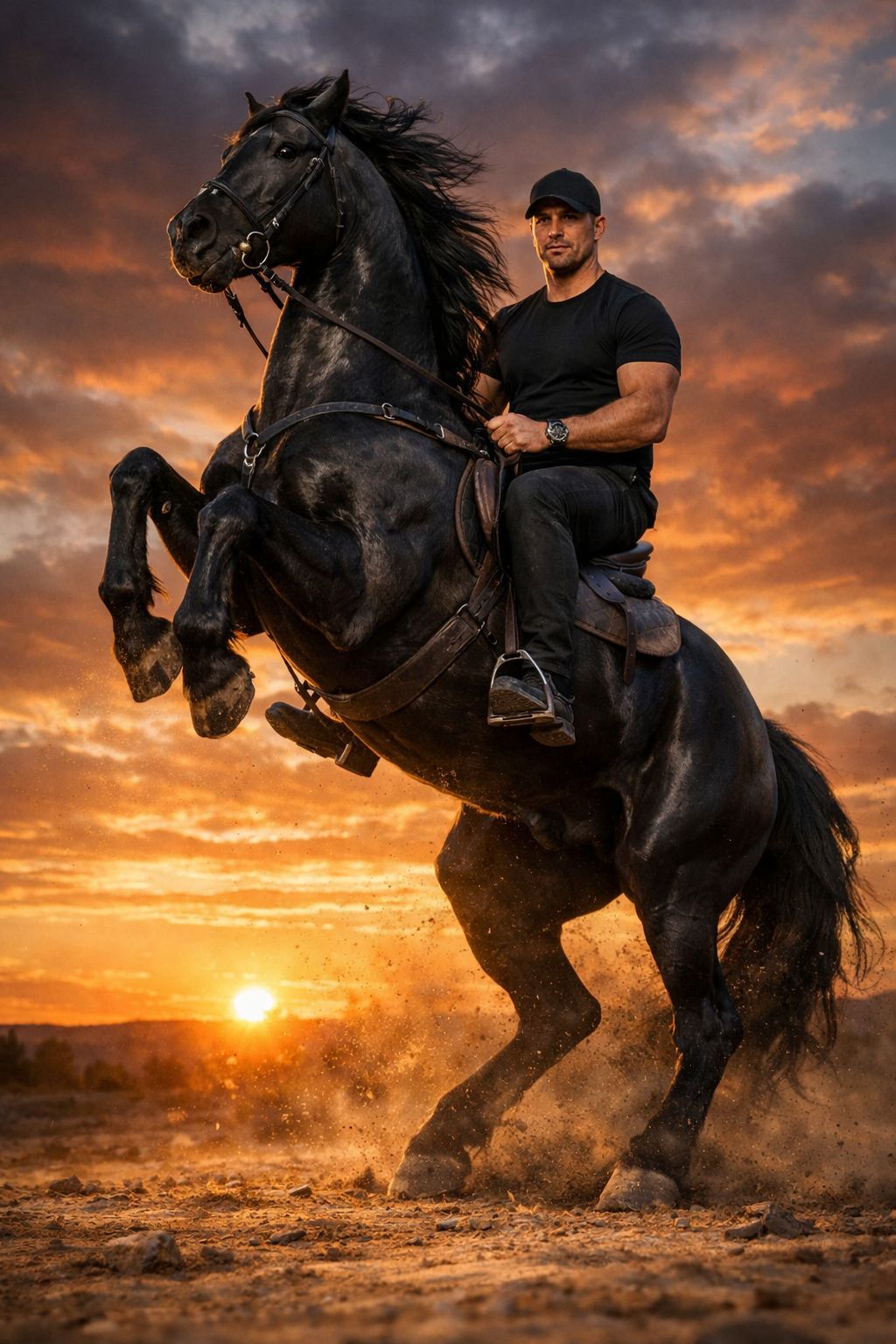 Midnight Stallion at Golden Hour