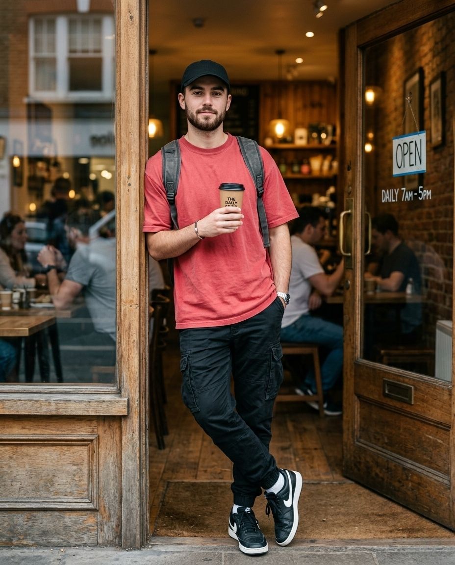 Casual Morning Coffee at the Café Doorway
