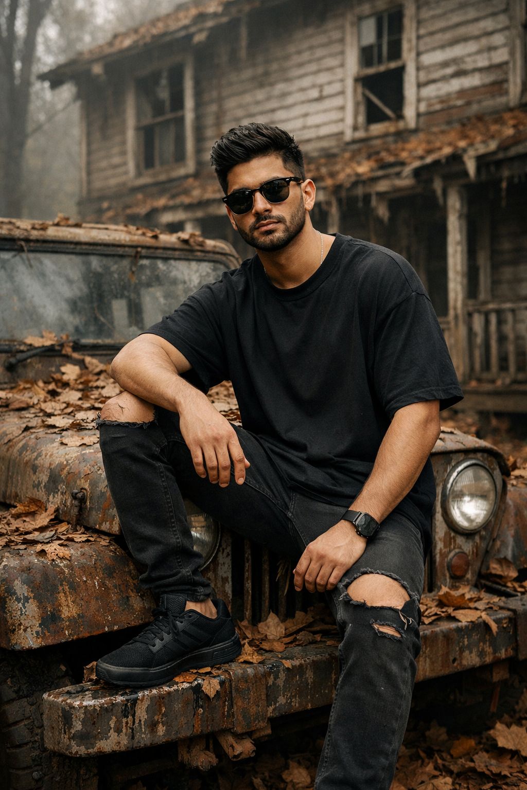 Autumn Wanderer at the Abandoned Estate