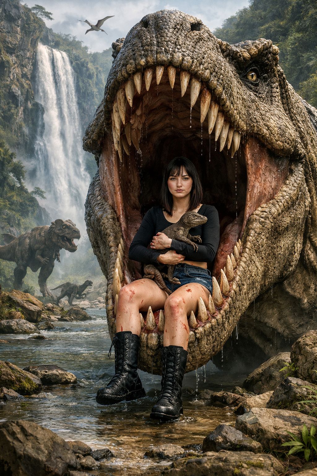 Fearless Girl in the Jaws of the T-Rex