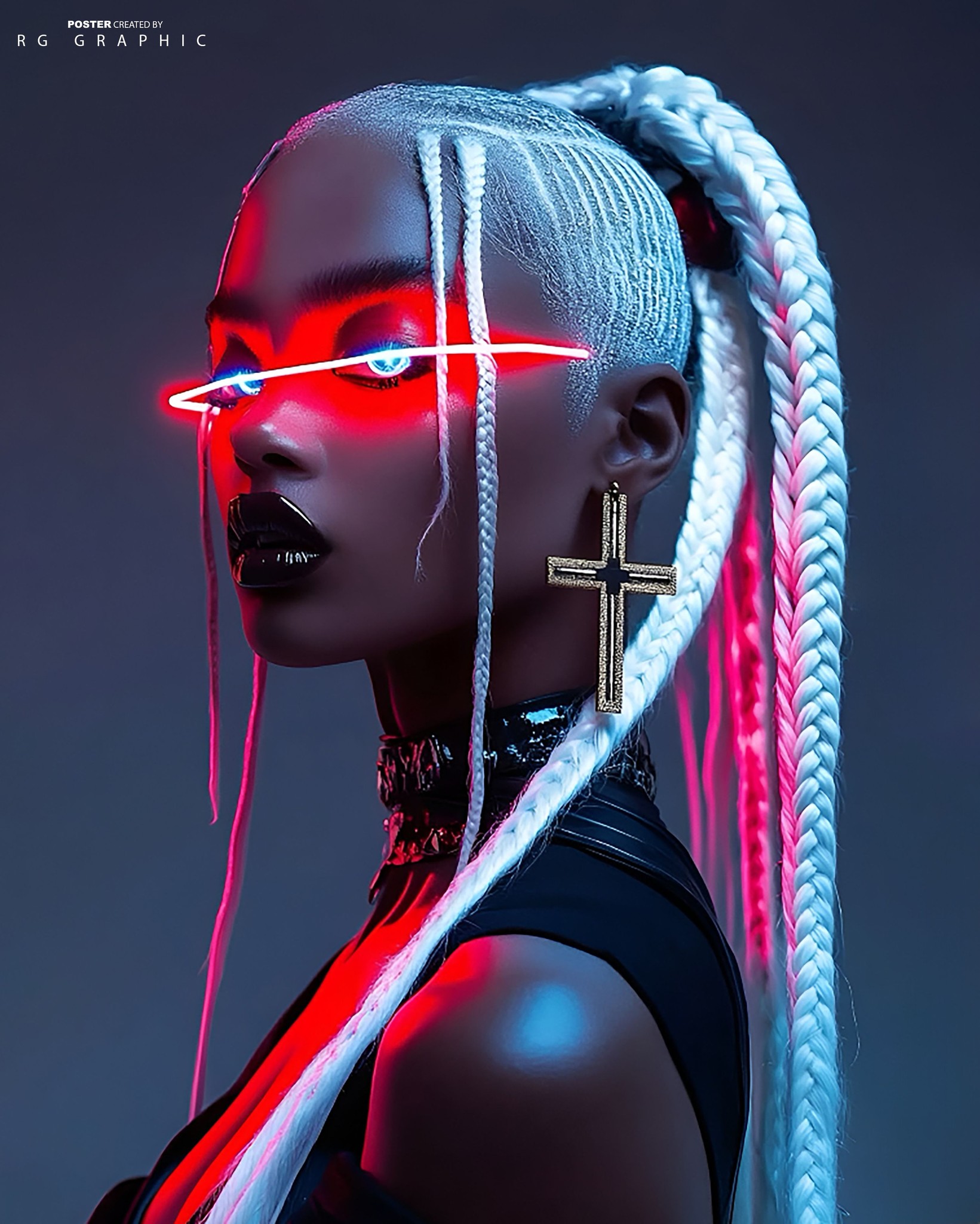 Neon Visor Cyberpunk Warrior Queen
