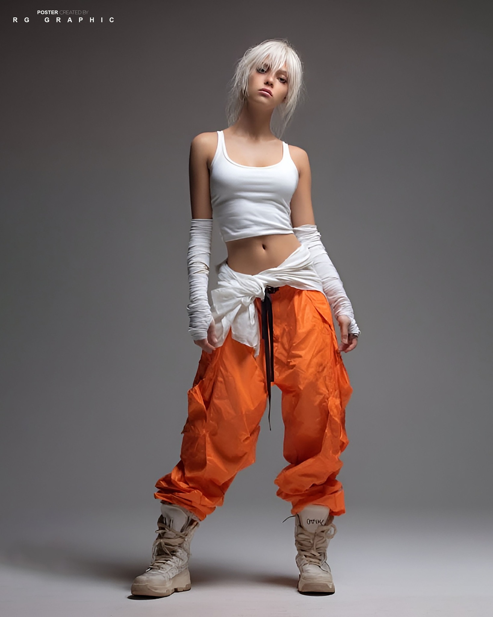 Cyberpunk High Fashion Orange Cargo Editorial