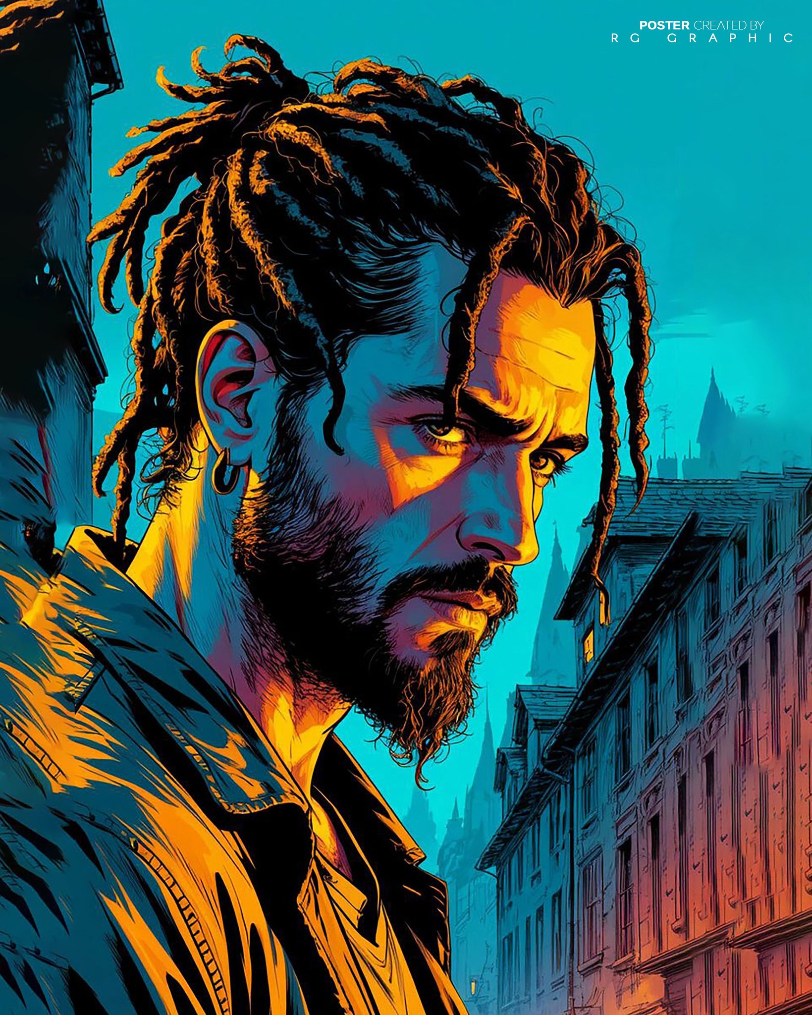 Teal and Orange Cyber Noir Portrait