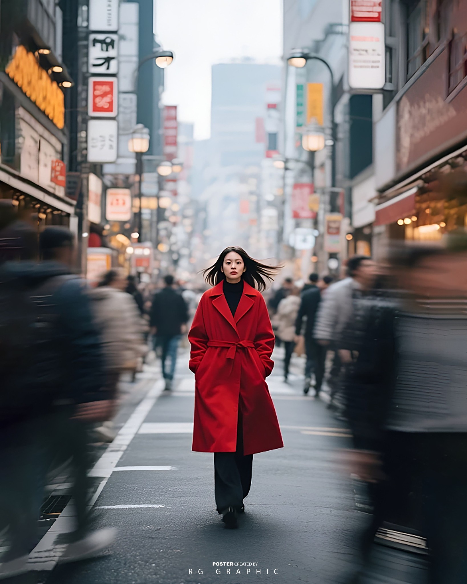 The Red Contrast of Tokyo City Streets