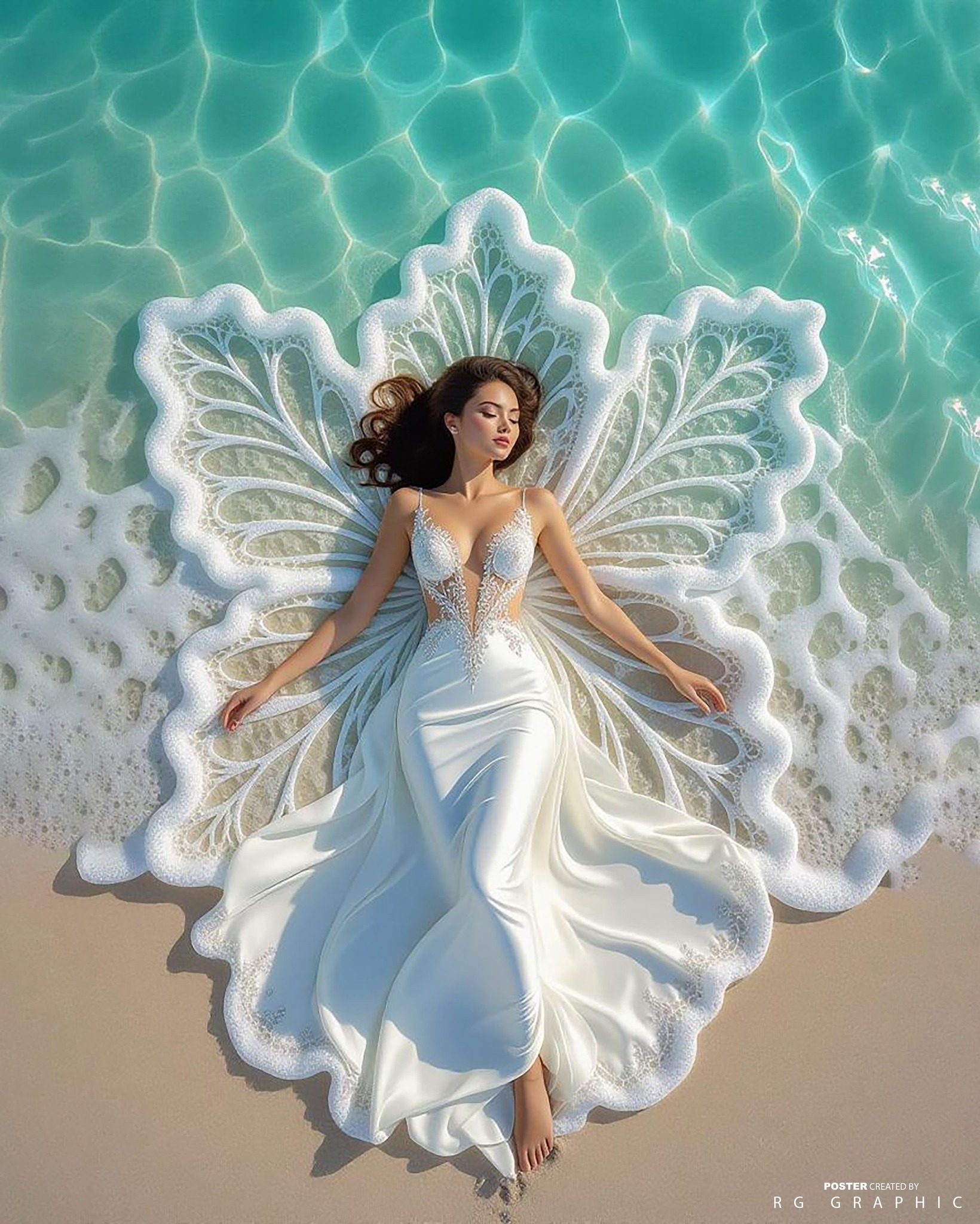 Ocean Butterfly in White Lace