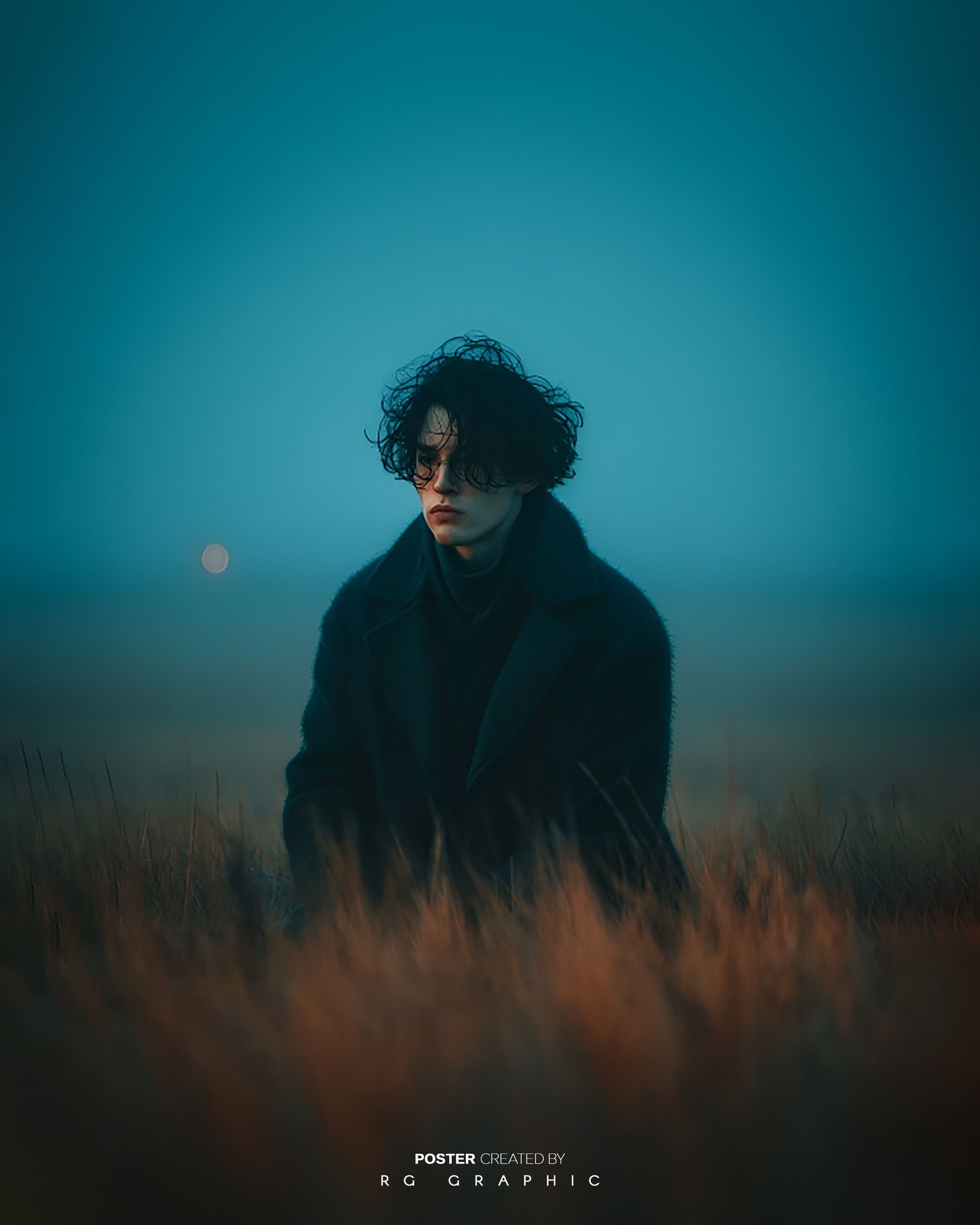 Melancholic Dusk in the Misty Blue Field