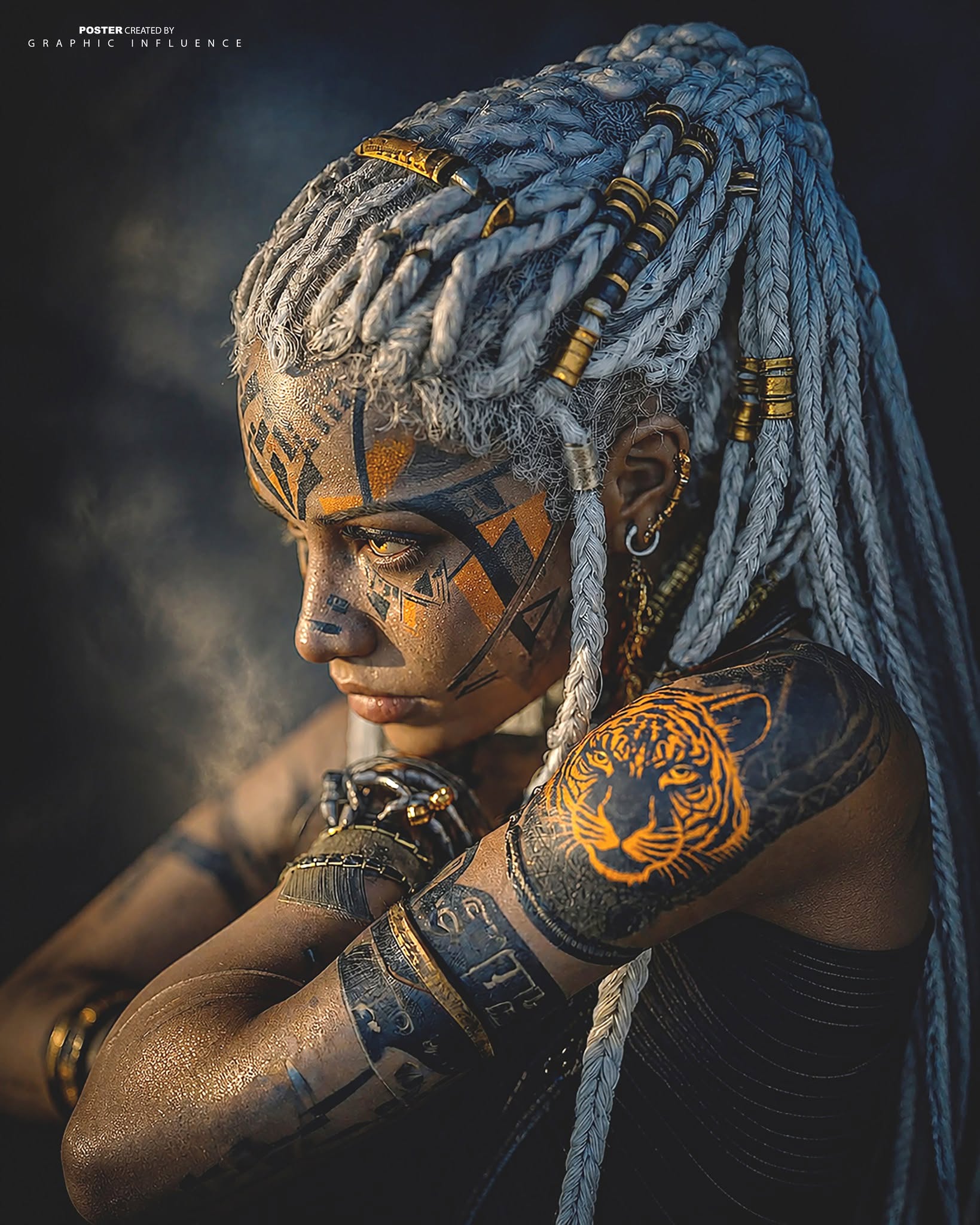 Amber Eyes of the Cyber-Tribal Queen