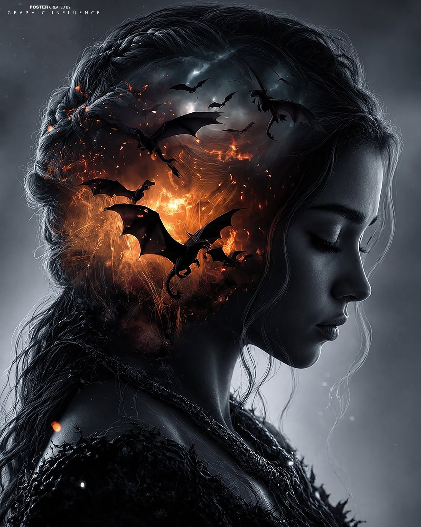 Dragon Fire Silhouette Portrait