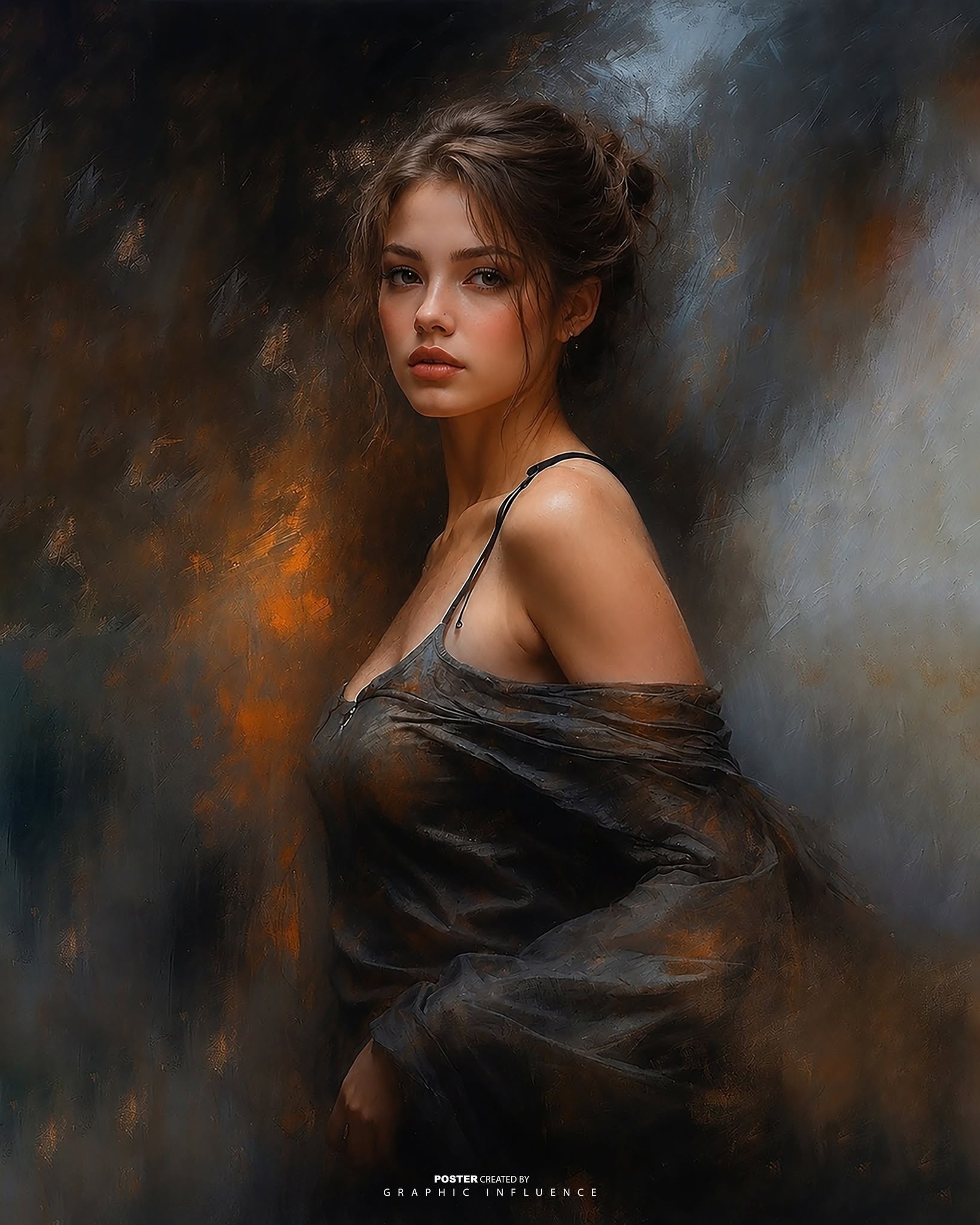 Ethereal Muse in Amber and Shadow
