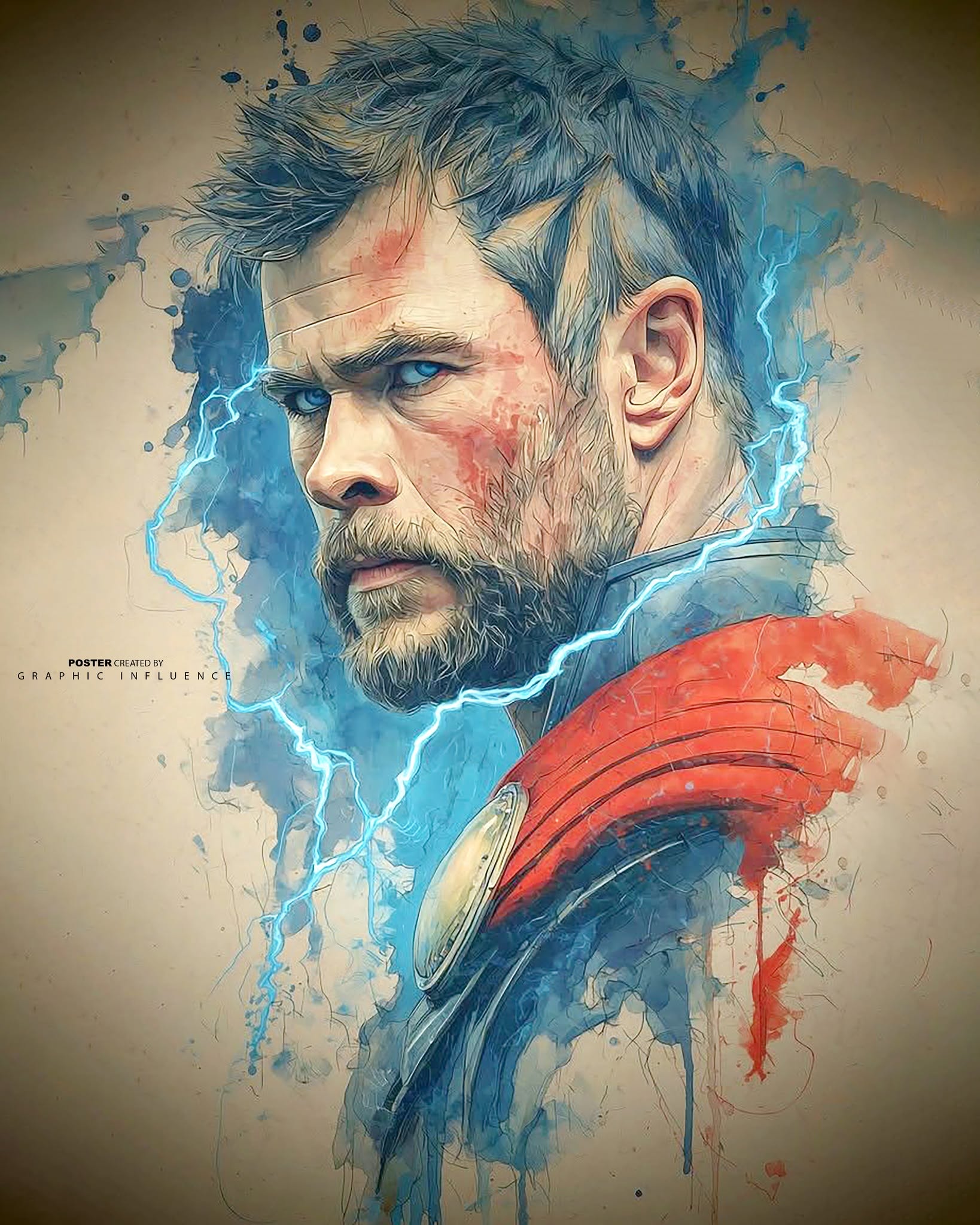 Thunder Warrior: Storm Born Ink Portrait