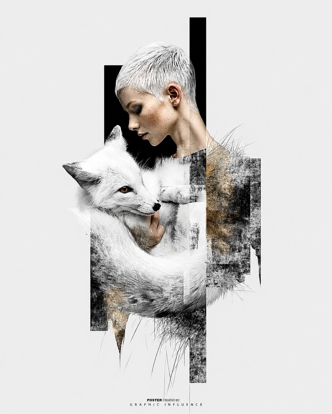 Arctic Fox Glitch Portrait