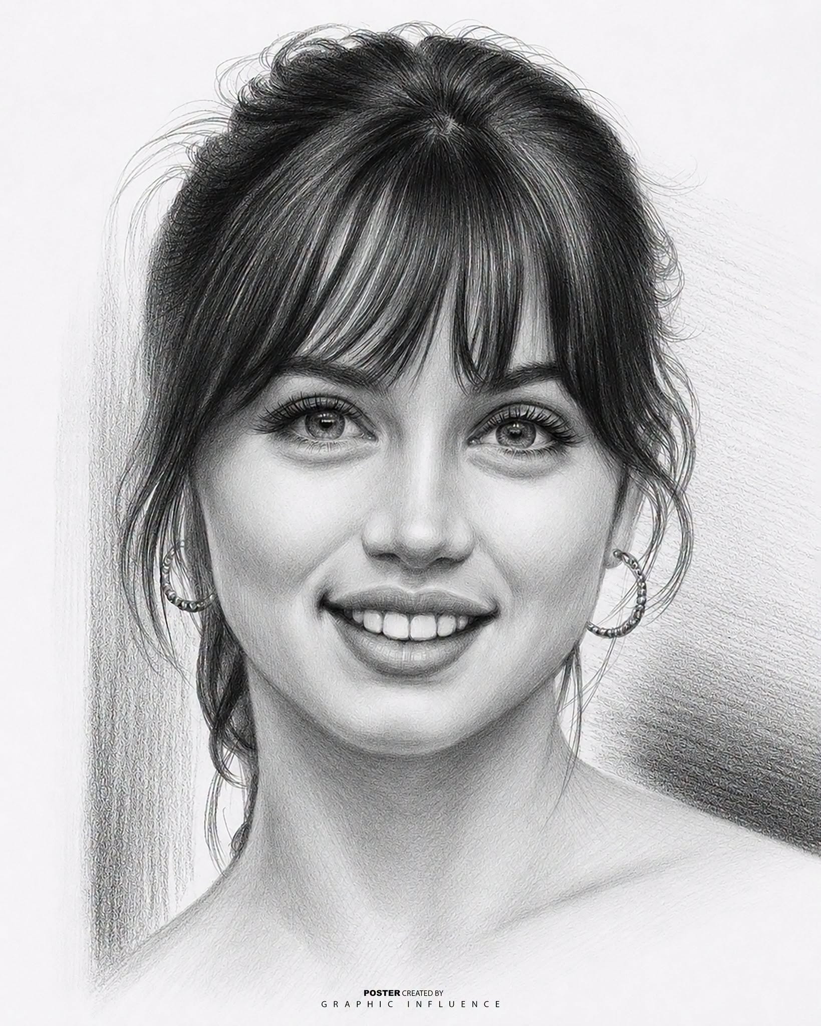 Hyper-Realistic Graphite Portrait of a Smiling Woman