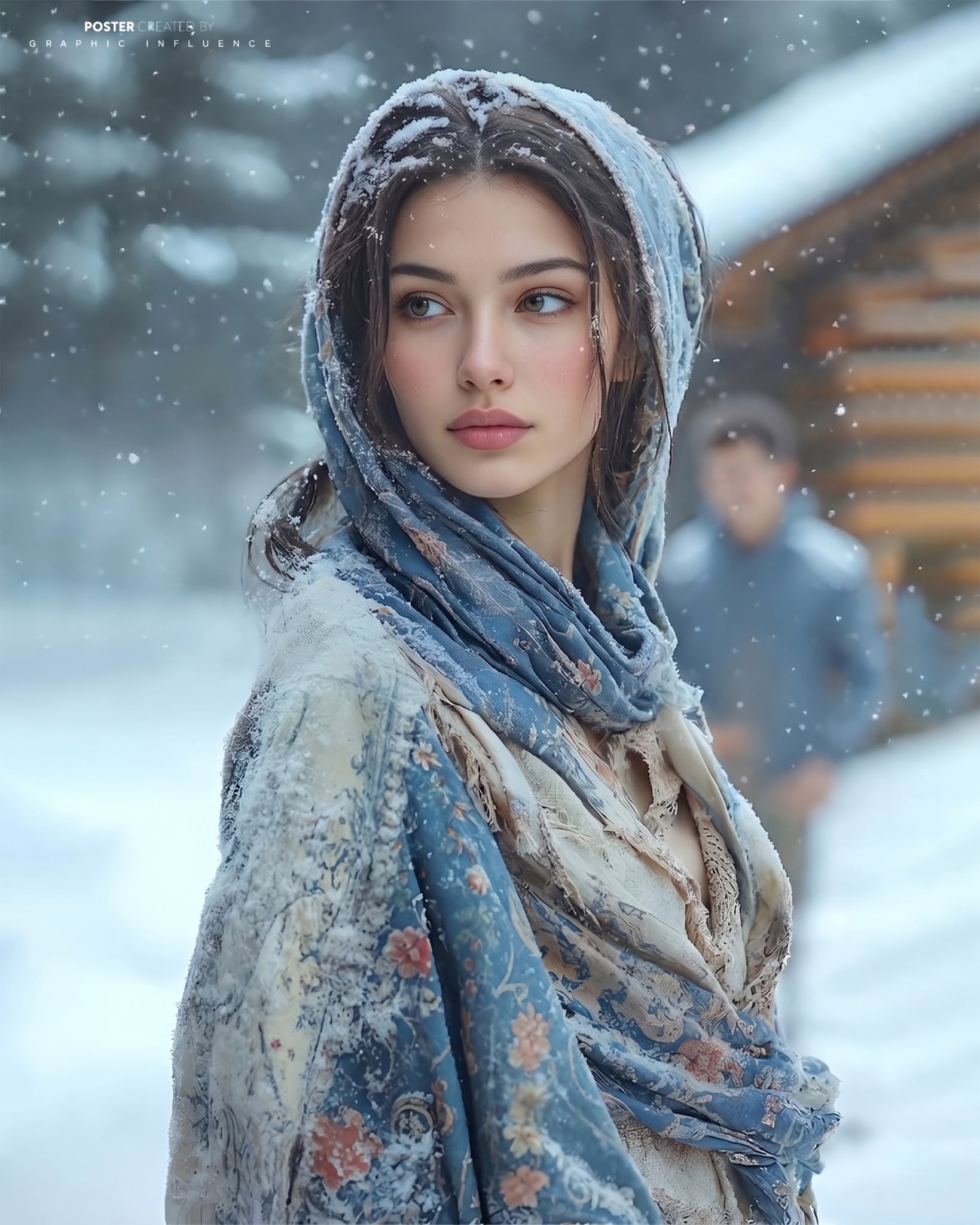 Winter Calm in Blue Floral Silk