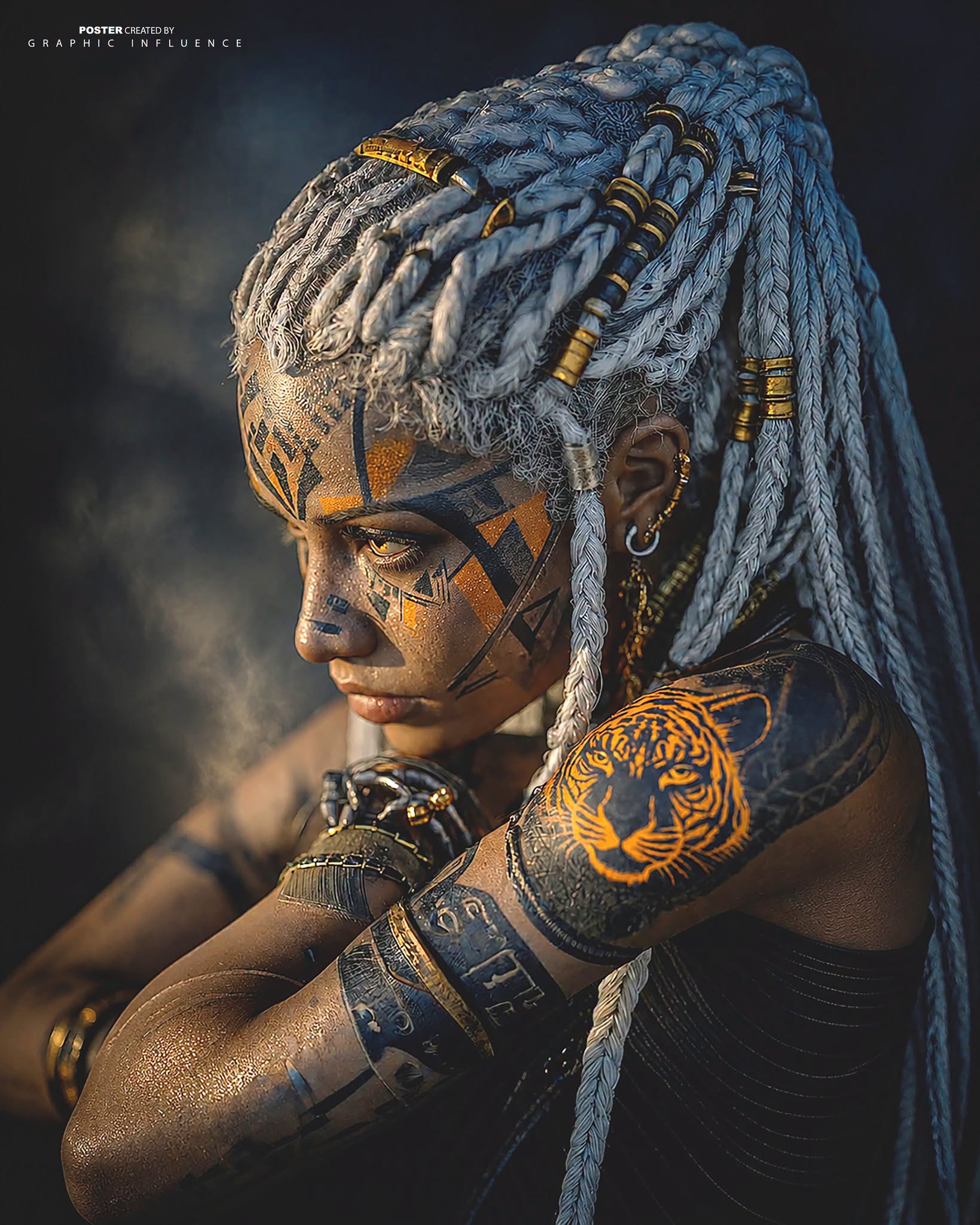 Golden Glow of the Cyber Tribal Warrior