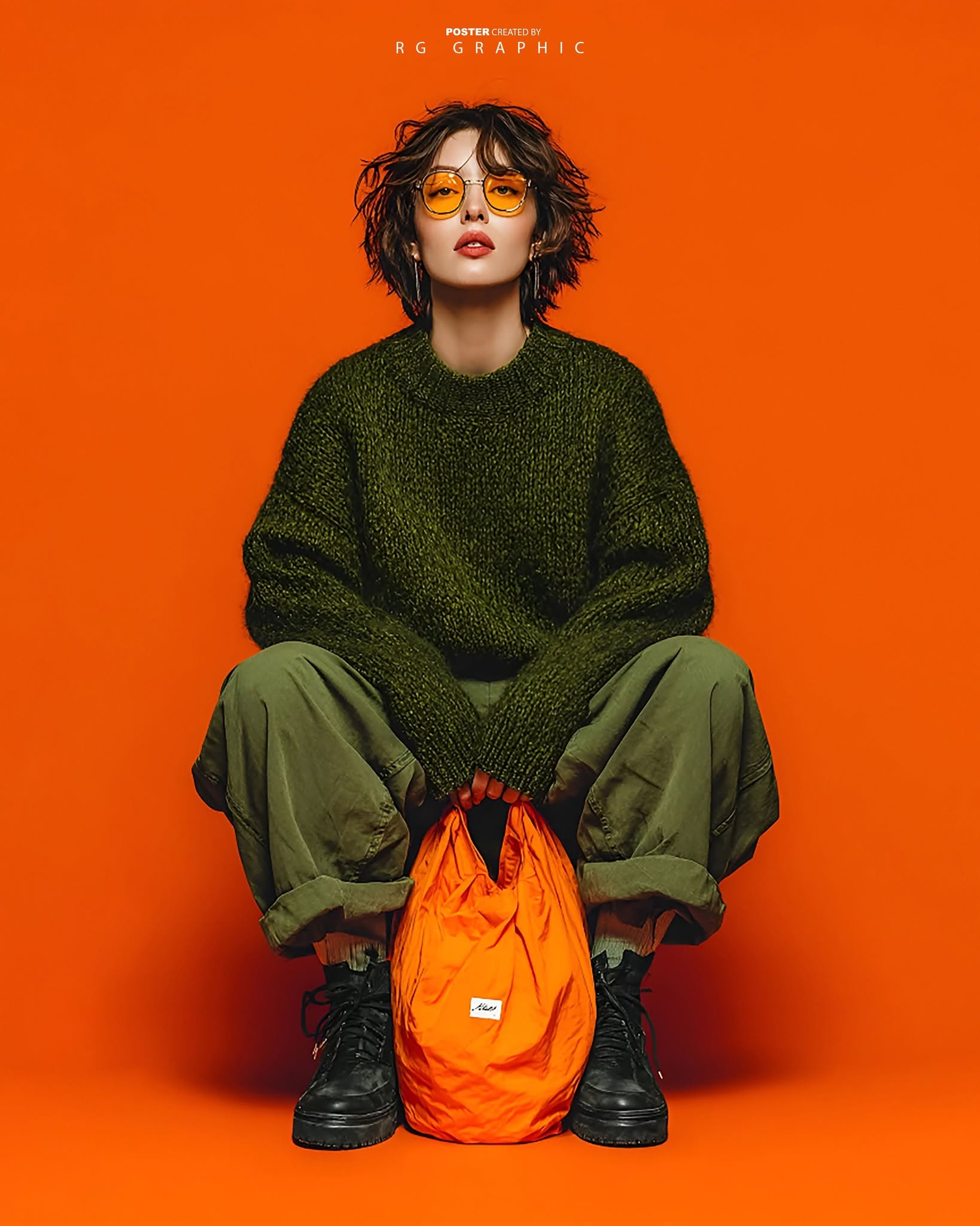 Orange Core Luxury Streetwear Fashion Portrait