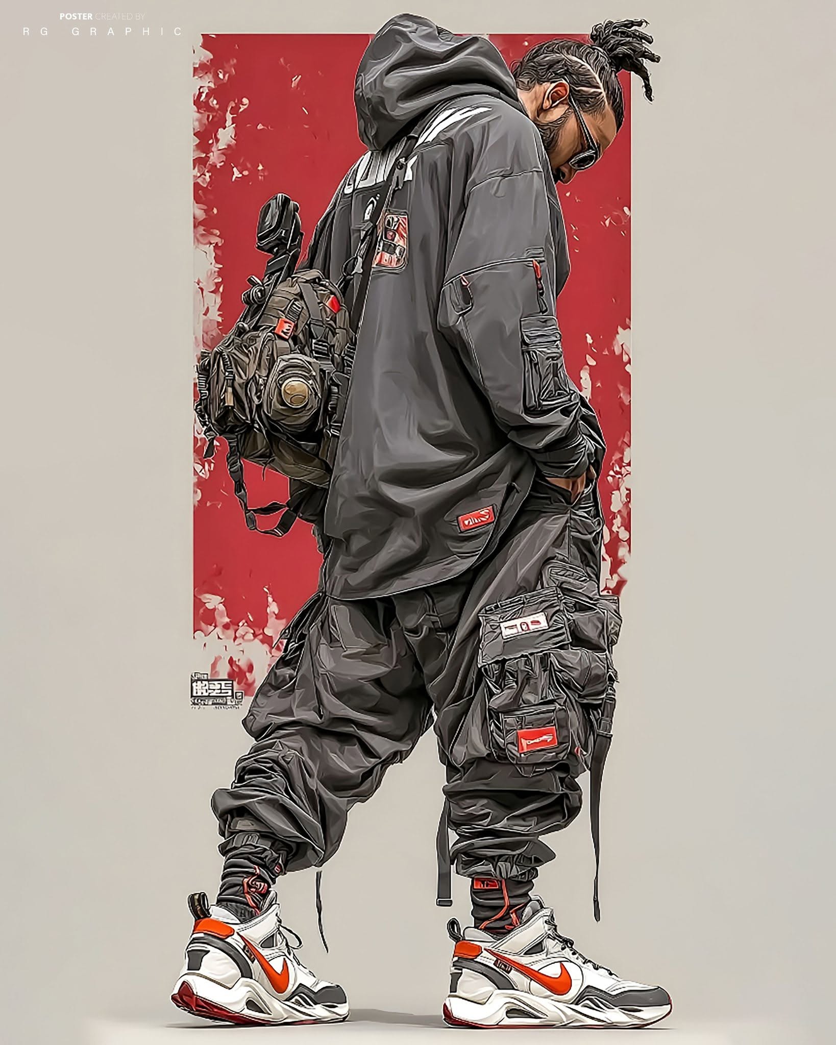 Urban Techwear Shadow Red Splash