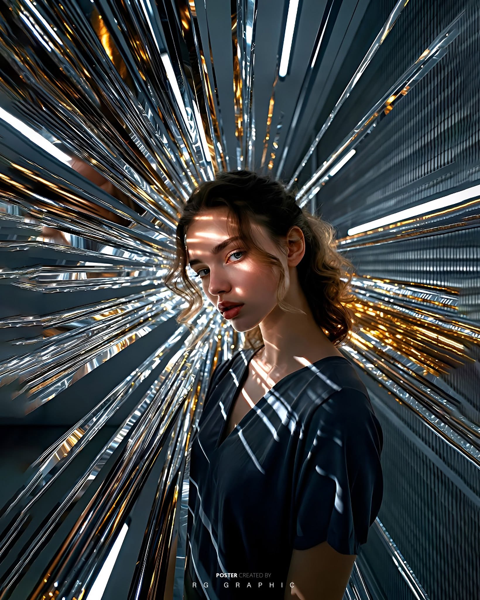 Cyberpunk Radiance in Chrome and Gold