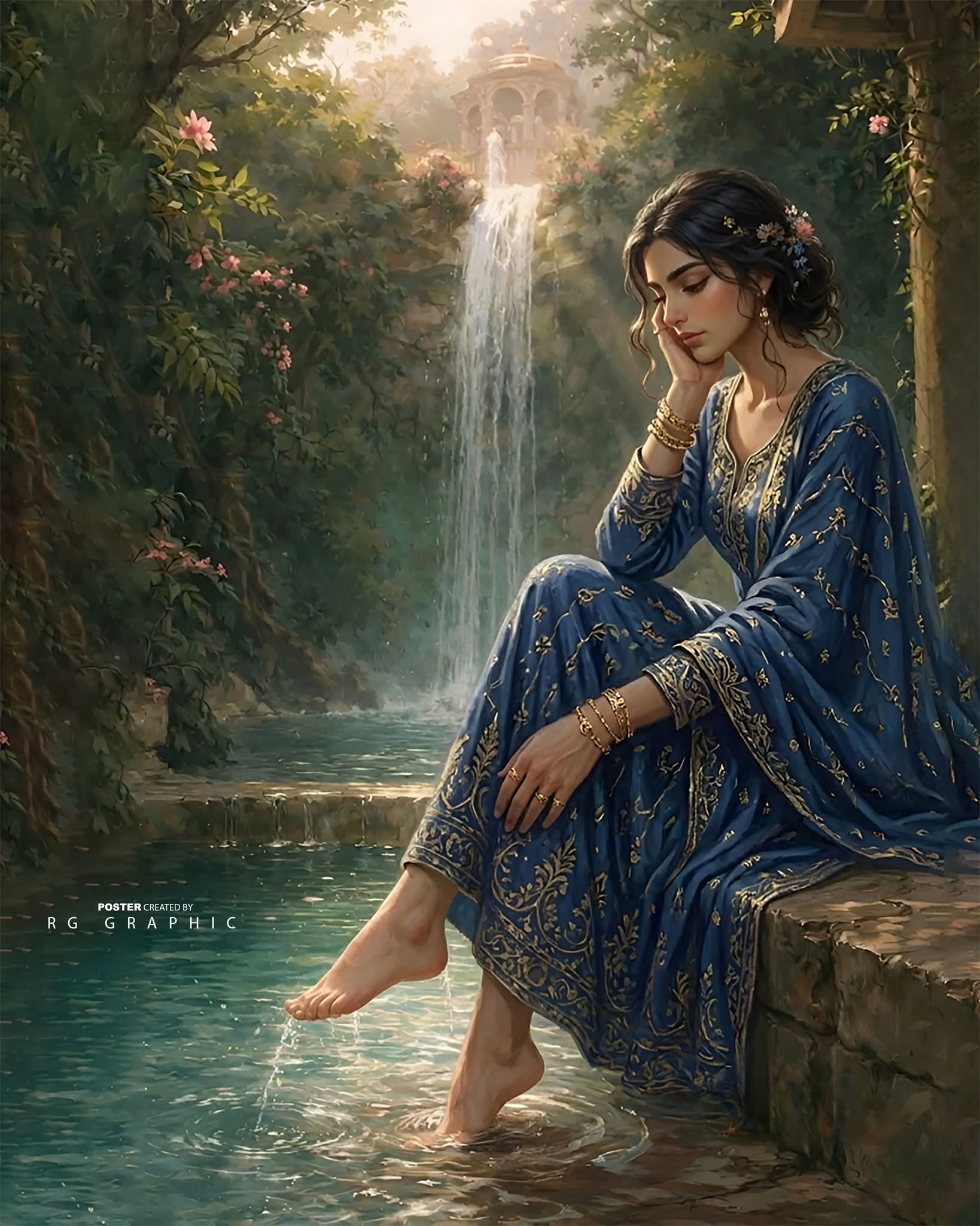 Serene Muse by the Enchanted Turquoise Pool