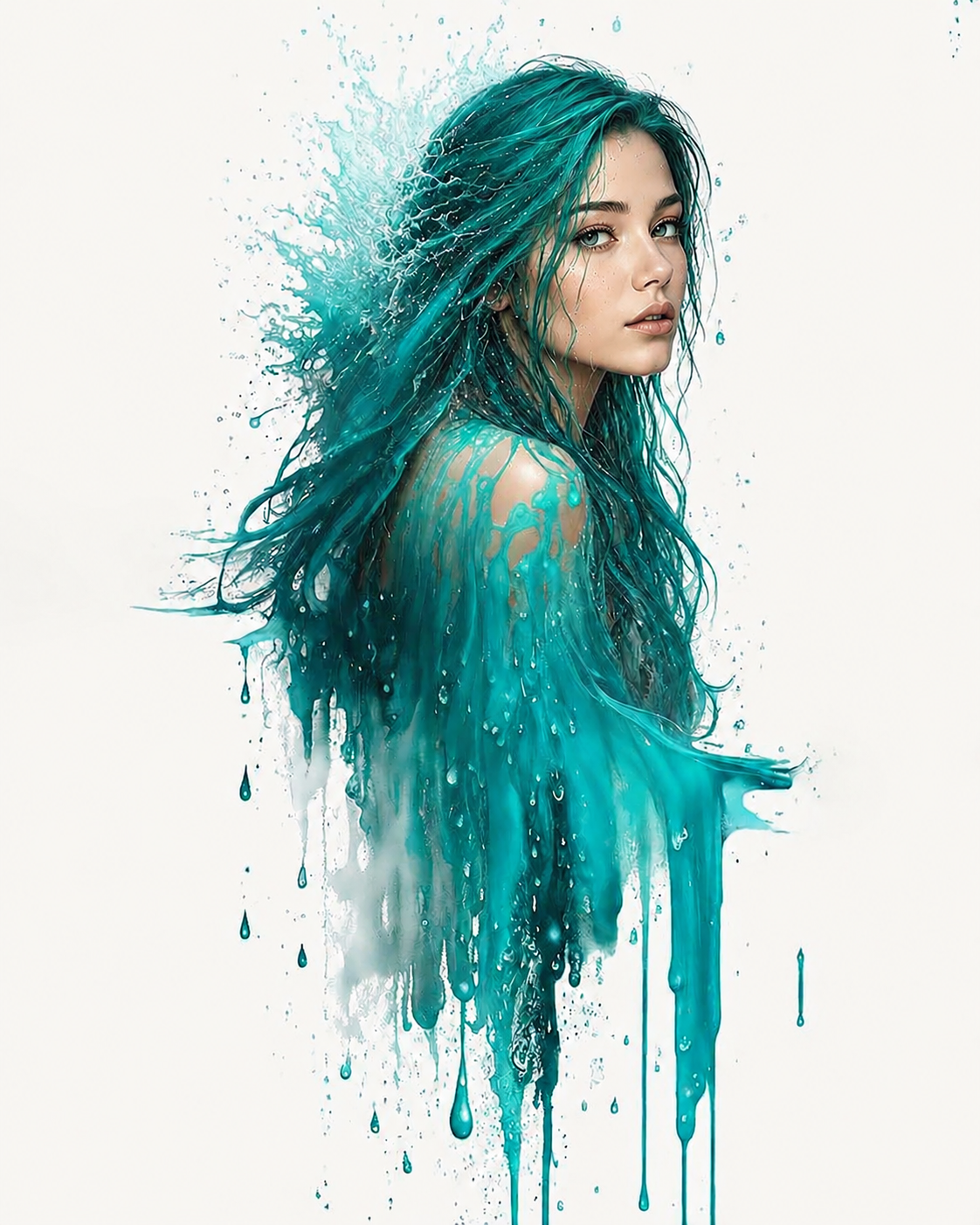 Ethereal Turquoise Burst Portrait